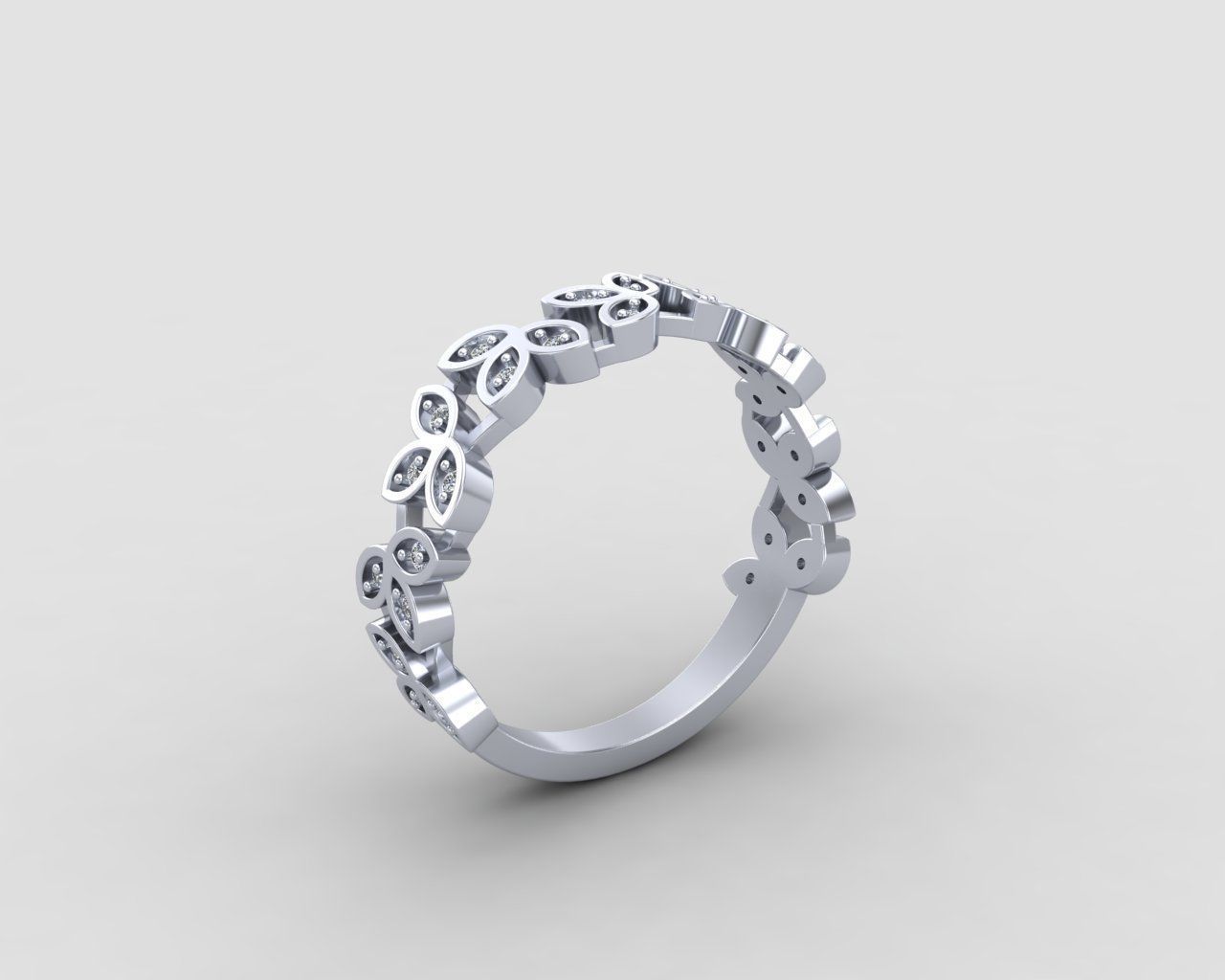 Minimal Flower diamond ring 146-MW 3D print model_23