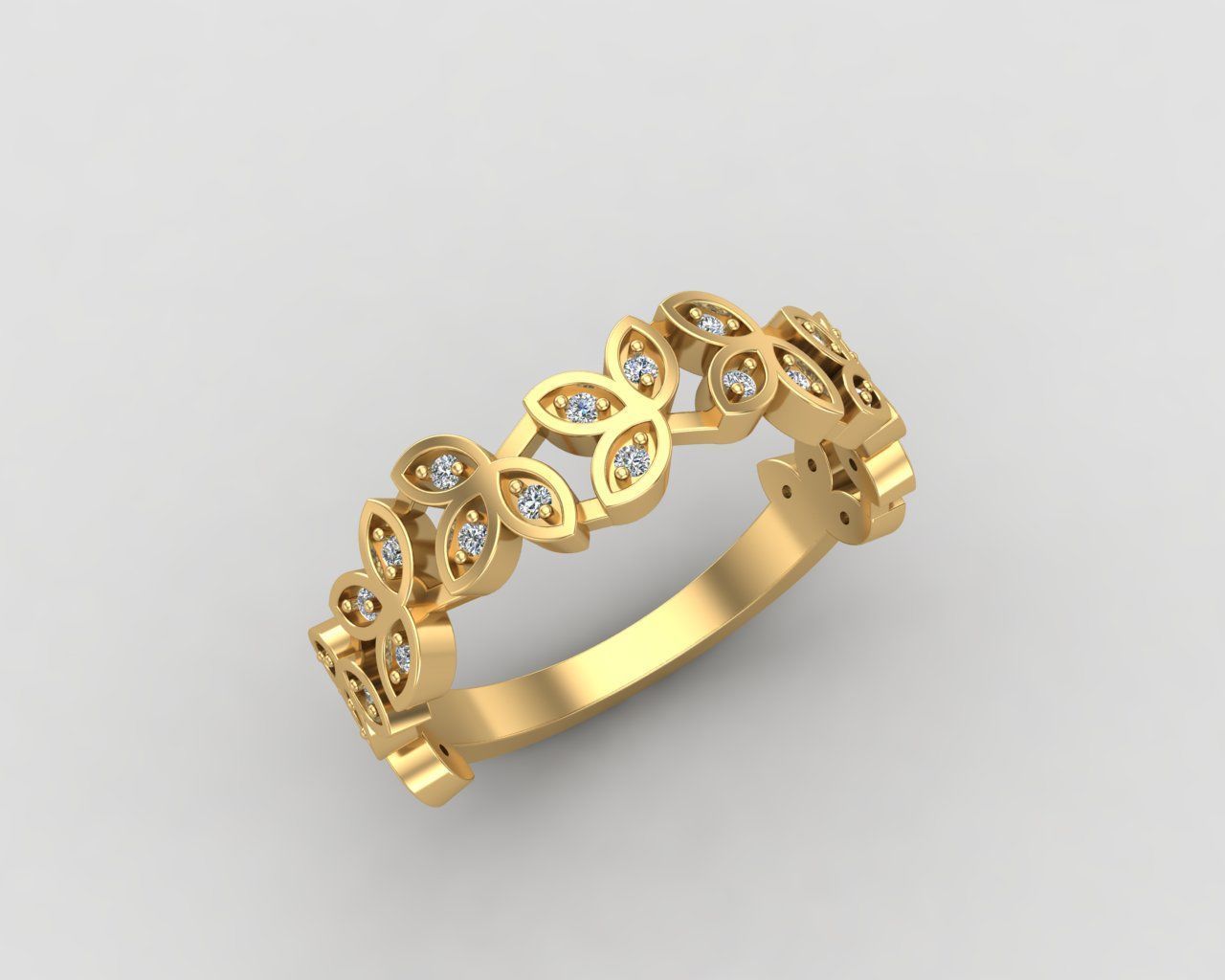 Minimal Flower diamond ring 146-MW 3D print model_16