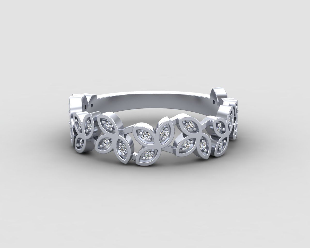 Minimal Flower diamond ring 146-MW 3D print model_26