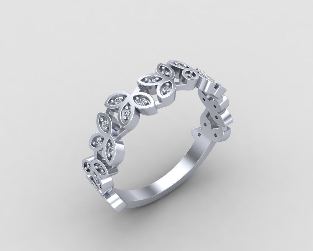 Minimal Flower diamond ring 146-MW 3D print model_22