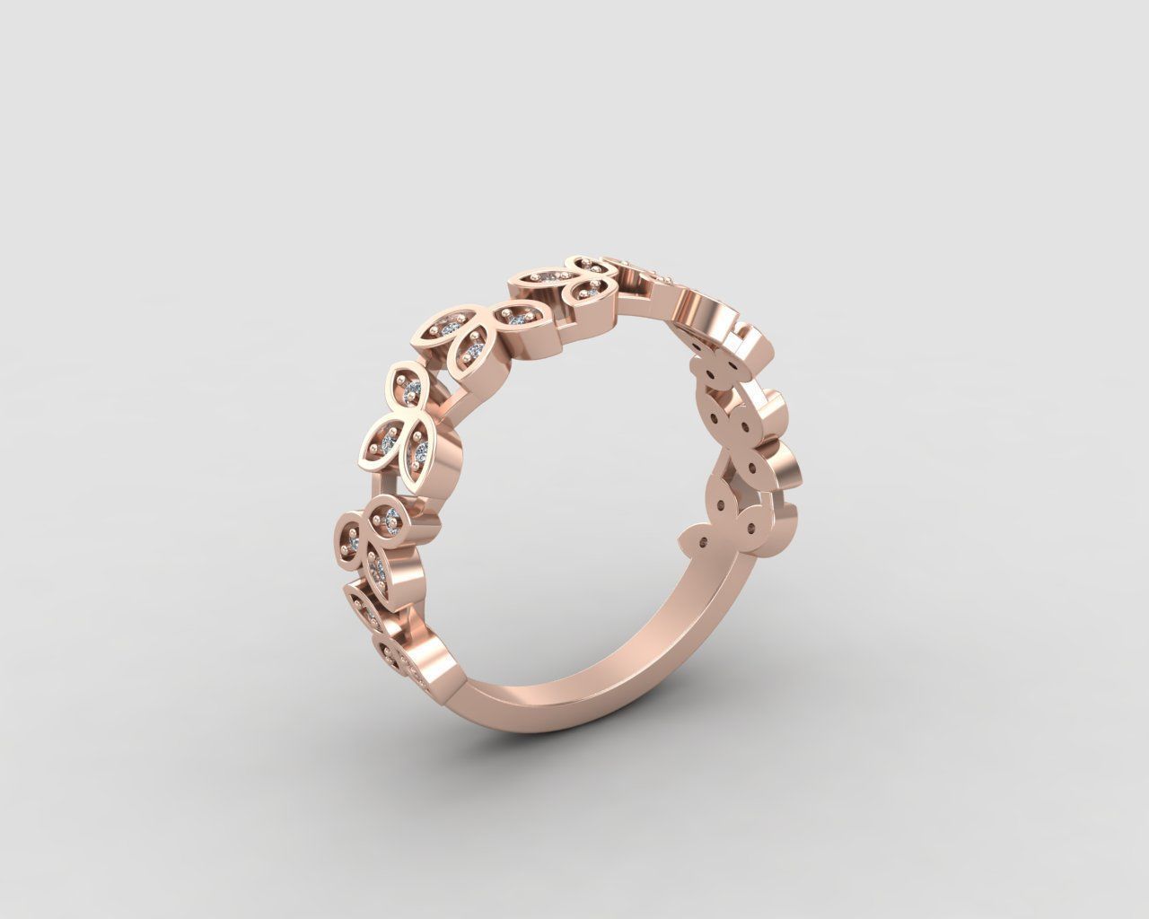 Minimal Flower diamond ring 146-MW 3D print model_4