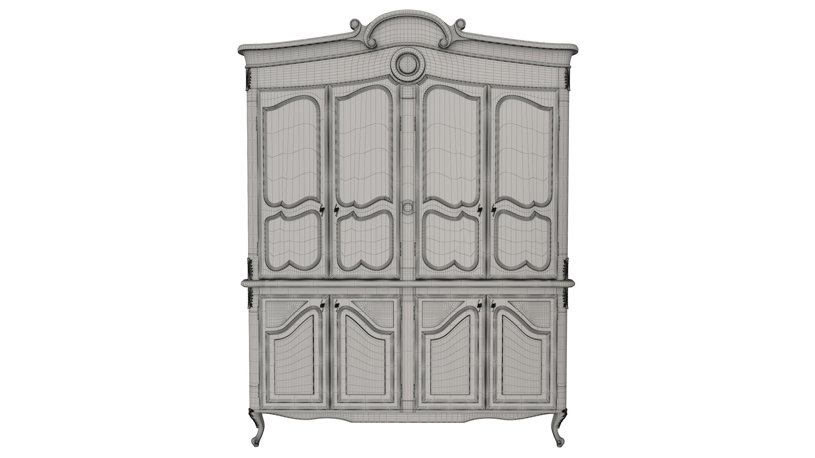 Classic style display cabinet 1400 3D model_6
