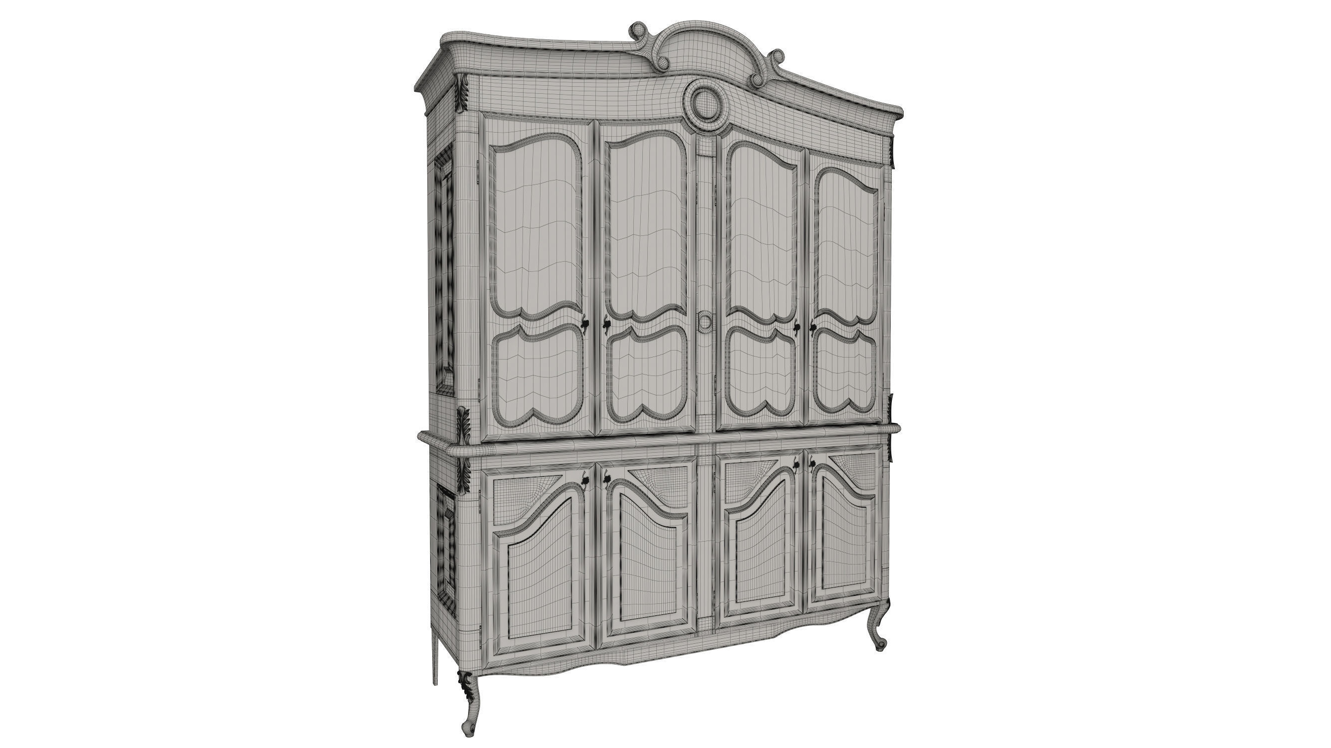 Classic style display cabinet 1400 3D model_7