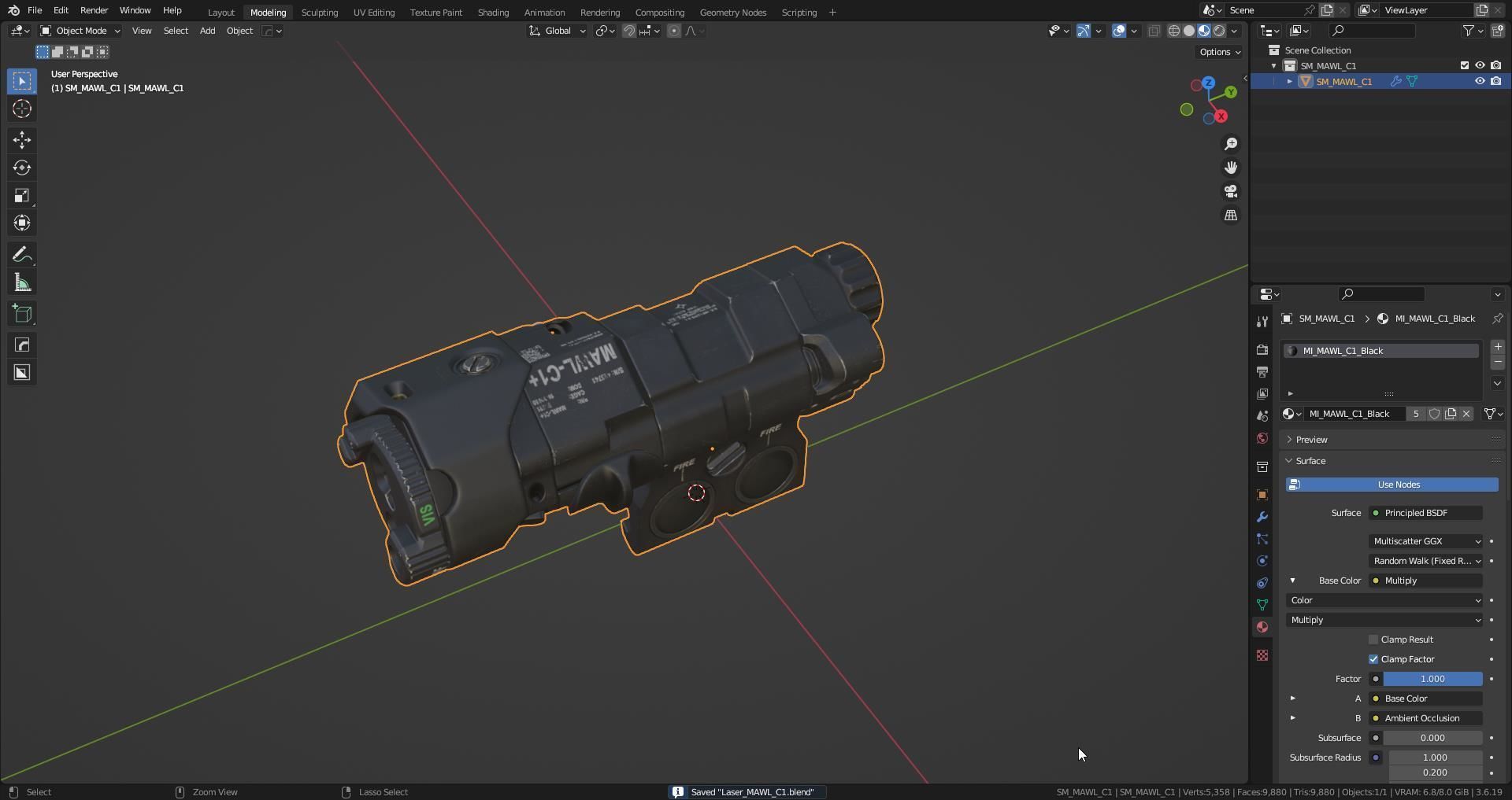 MAWL C1 LASER Low-poly 3D model_9