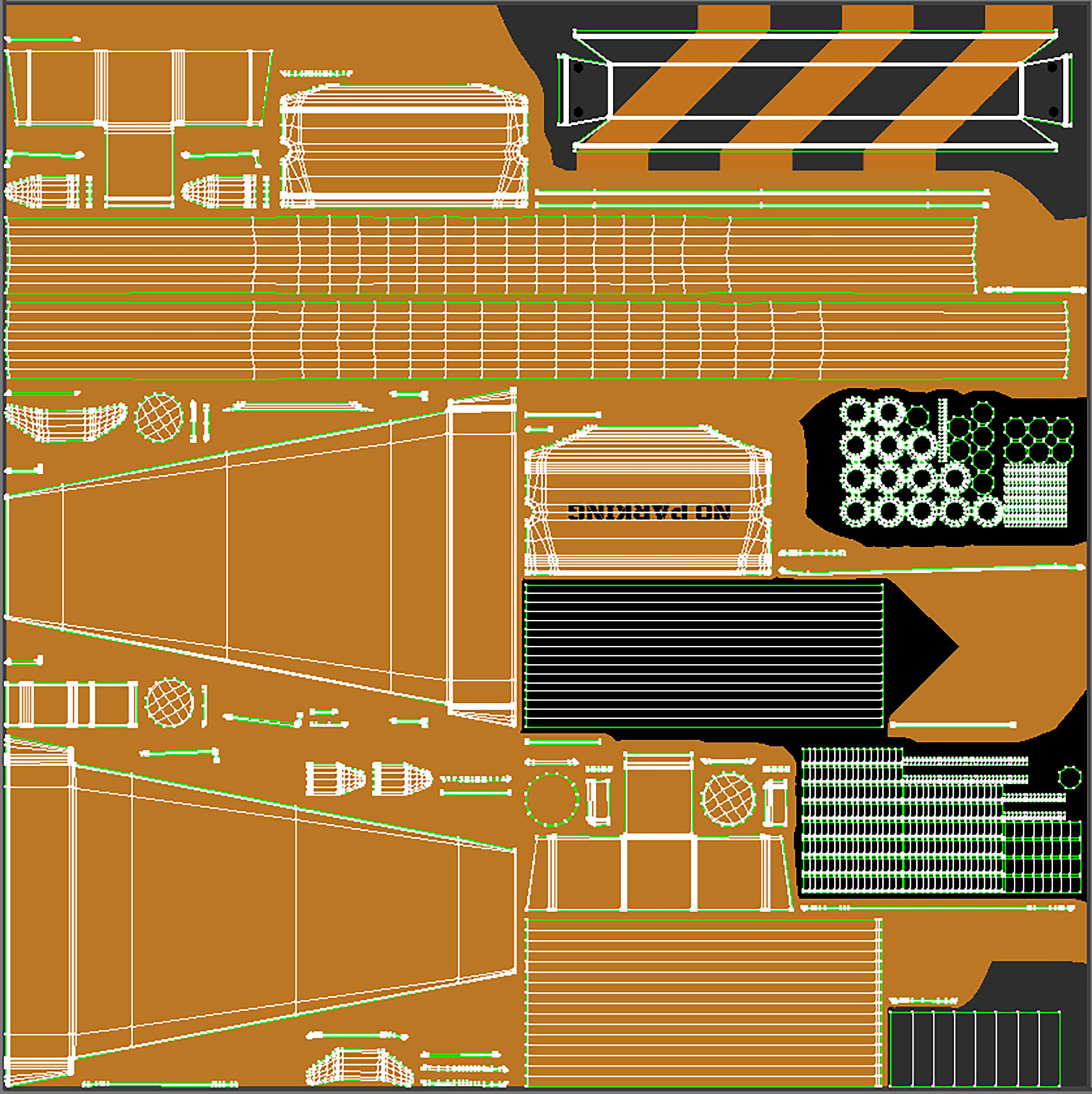 Parking barrier fencing parking restrictor 3D model_30