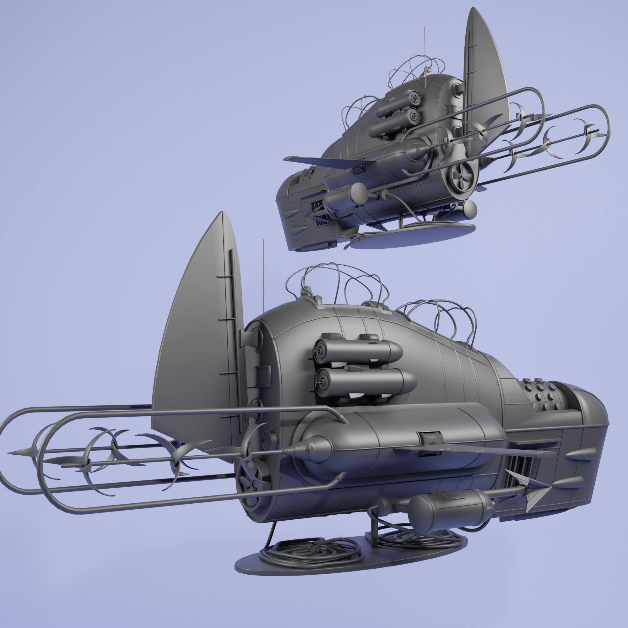 Submarine fighter  speed --- Space fighter -Low-poly 3D models Low-poly 3D model_4