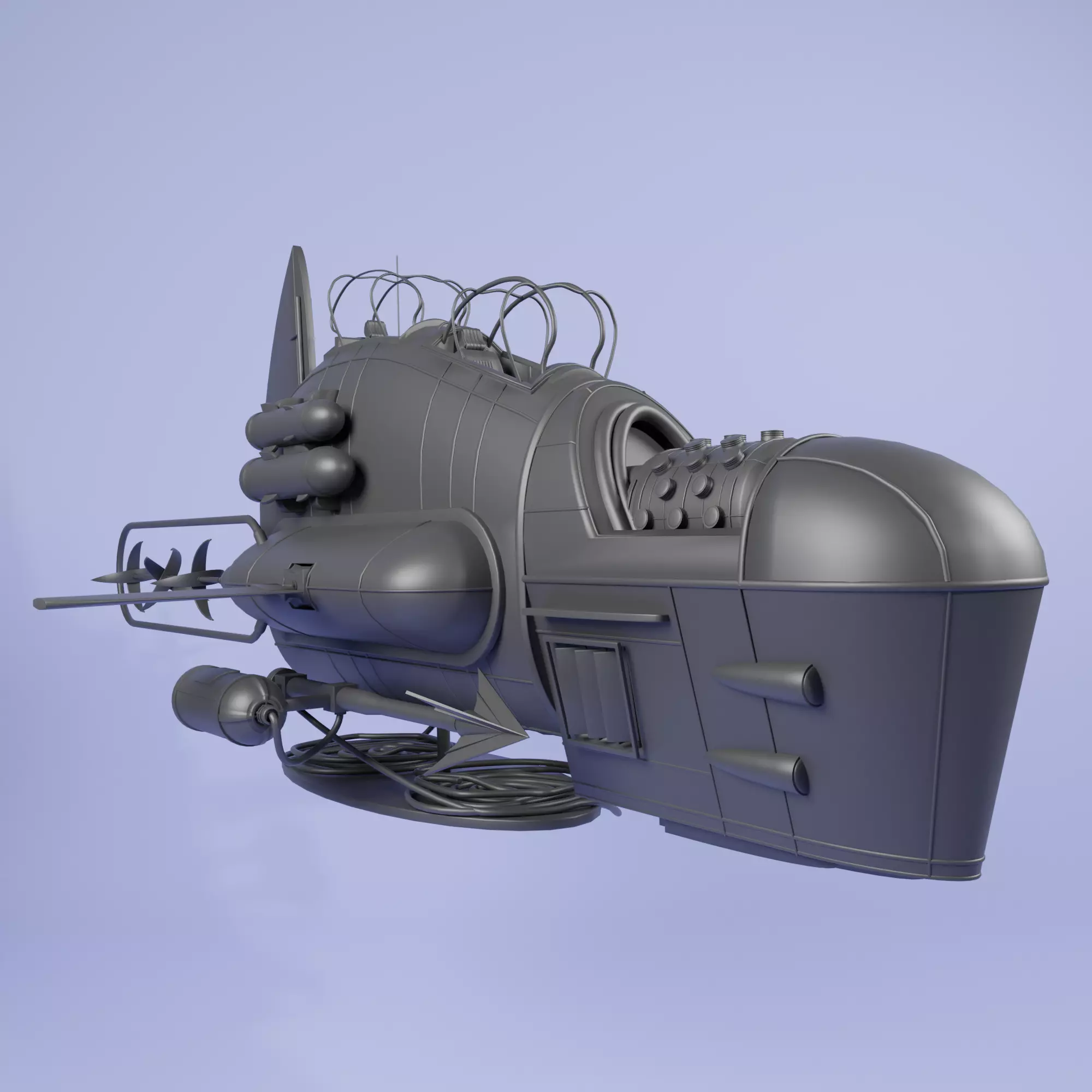 Submarine fighter  speed --- Space fighter -Low-poly 3D models Low-poly 3D model_0