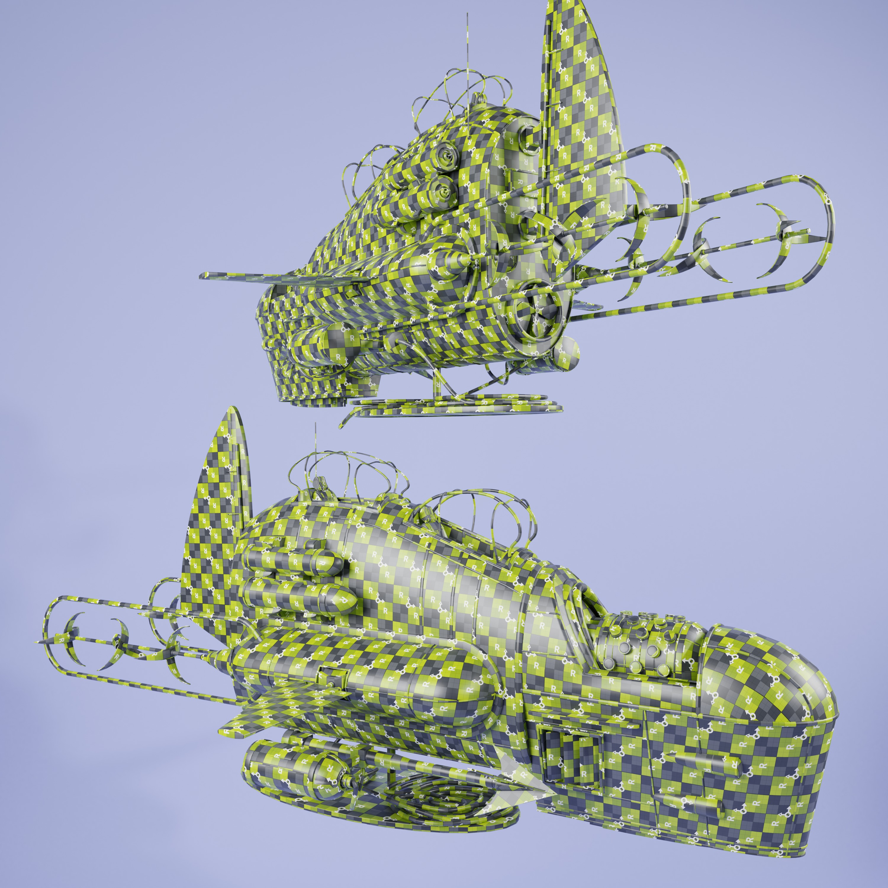 Submarine fighter  speed --- Space fighter -Low-poly 3D models Low-poly 3D model_5