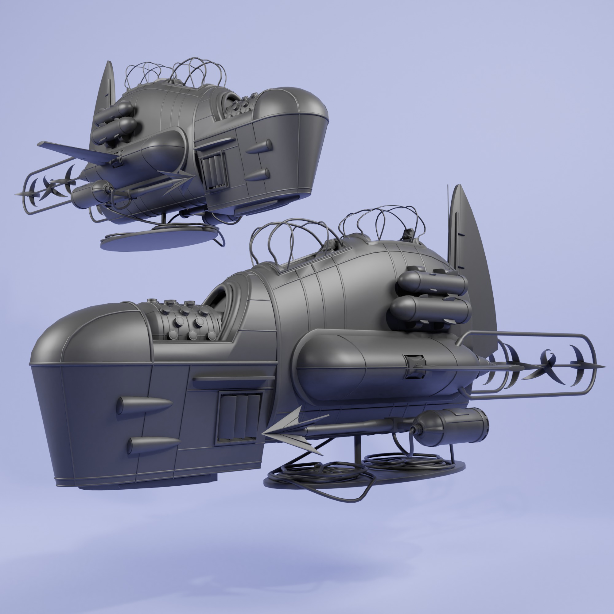 Submarine fighter  speed --- Space fighter -Low-poly 3D models Low-poly 3D model_2