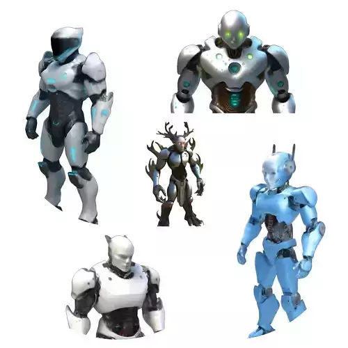 Futuristic Guardians Robot Set 3D print model