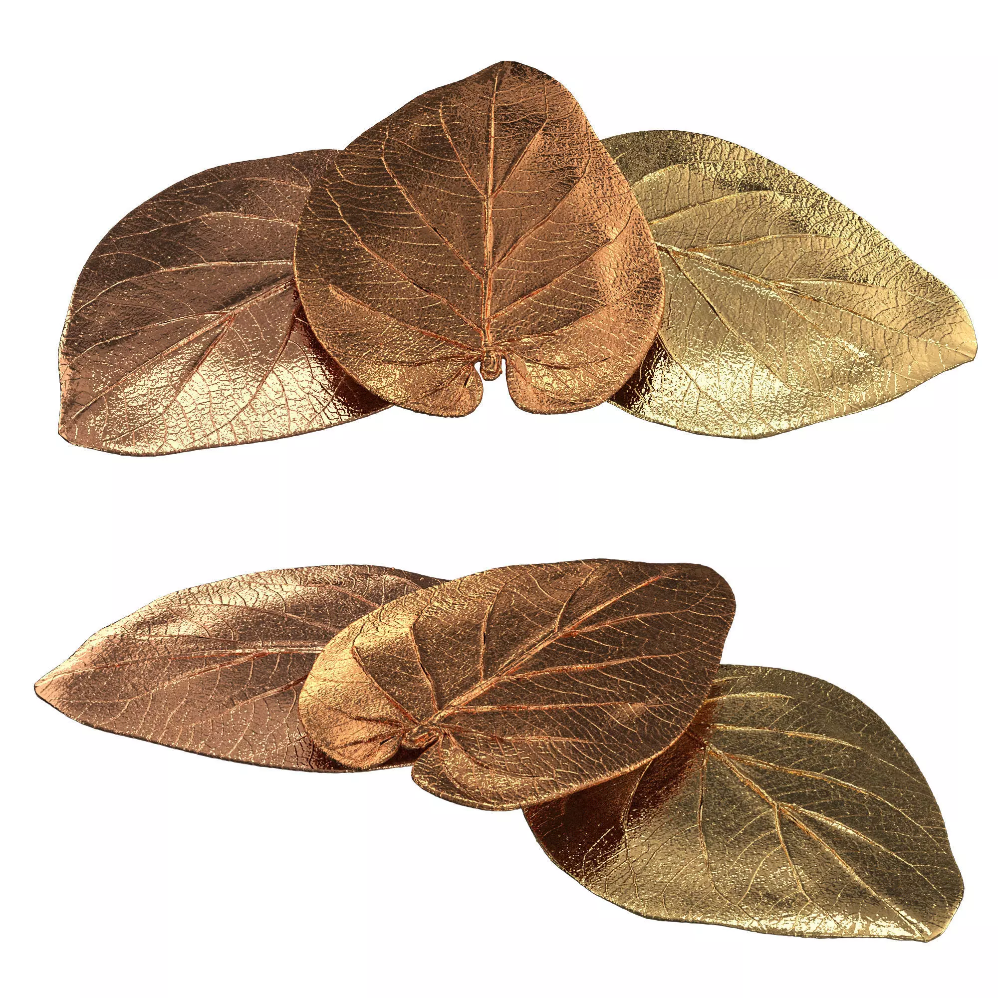 Decorative bronze leaf set 3D model_0