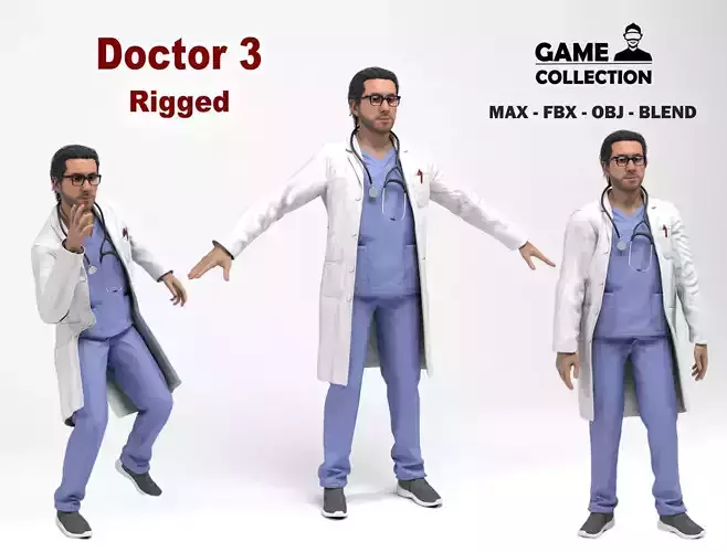 Doctor 3 - Hospital Low-poly 3D model