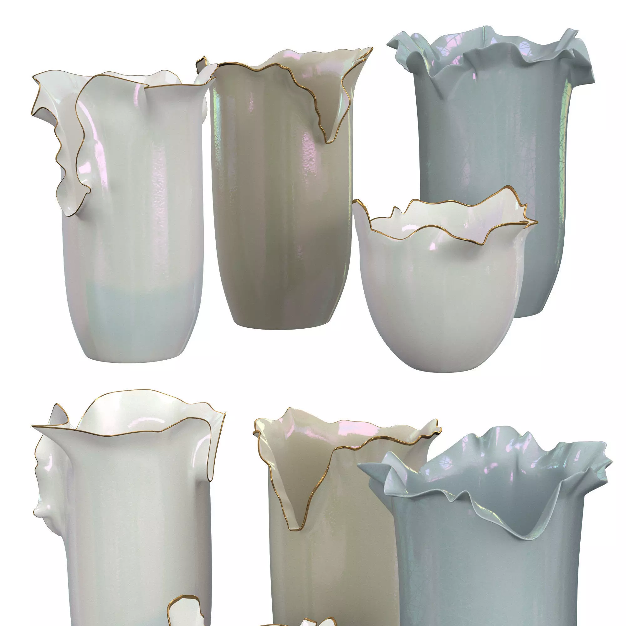 Set of mother-of-pearl vases 3D model
