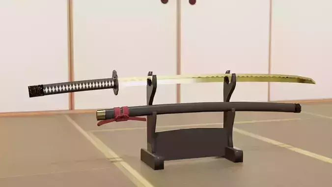 Katana with sword rack