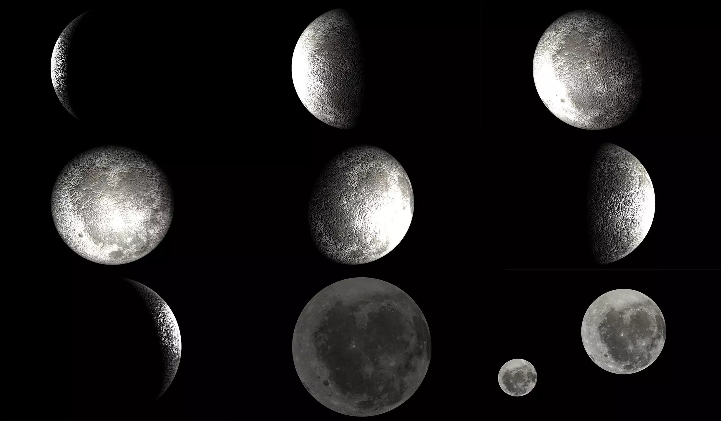 Moons In Different Phases Collection 3D model