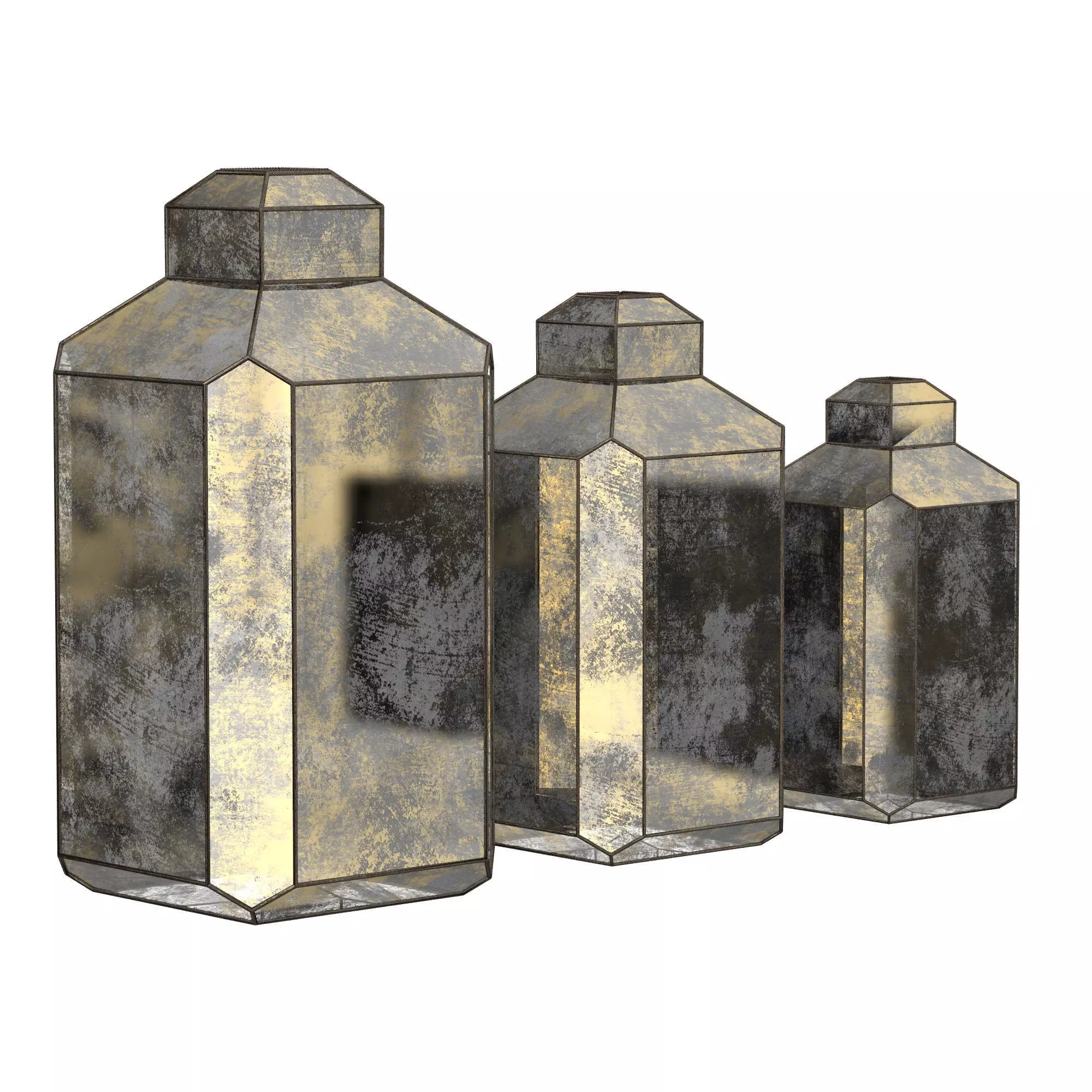 Set of oriental lamps 3D model_0