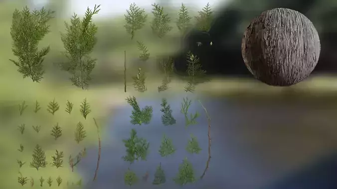 Platycladus orientalis Low-poly 3D model