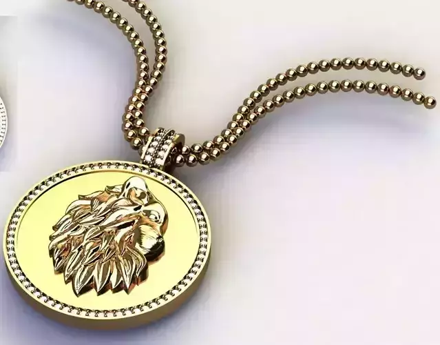 lion necklace pendant 3D print model