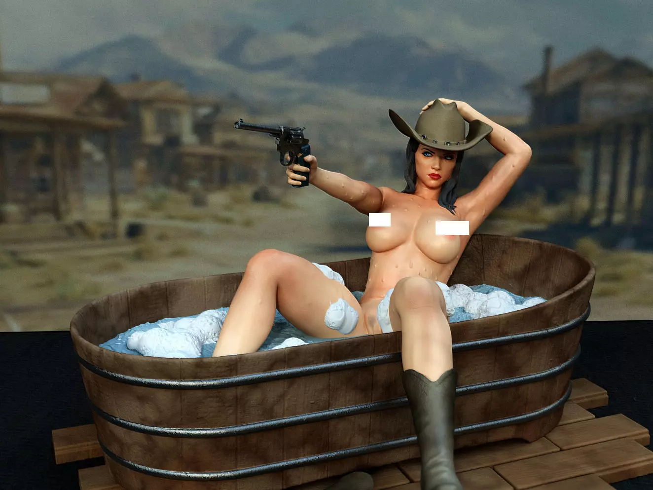 cowgirl PINUP 3D print model_0