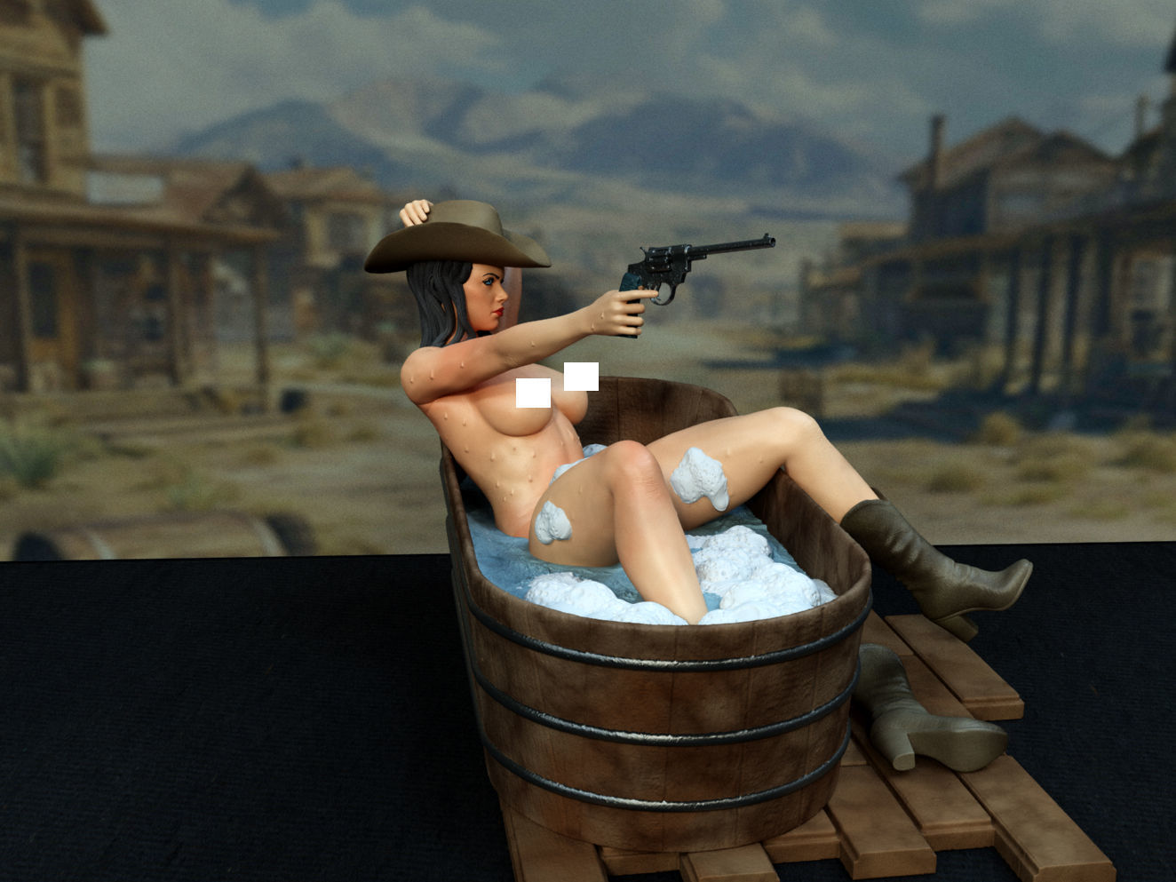cowgirl PINUP 3D print model_2