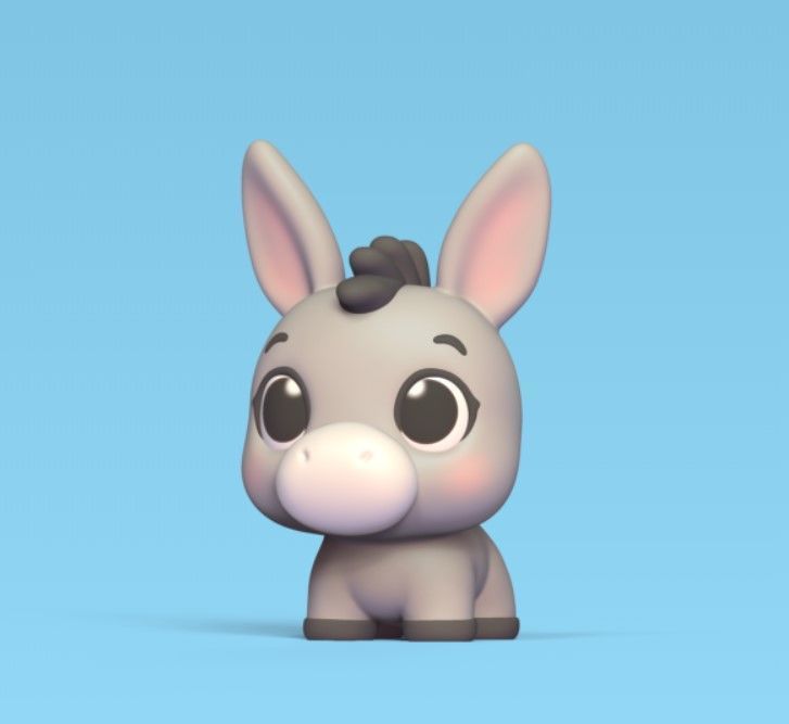 Cute cartoon Donkey 3D print model_3