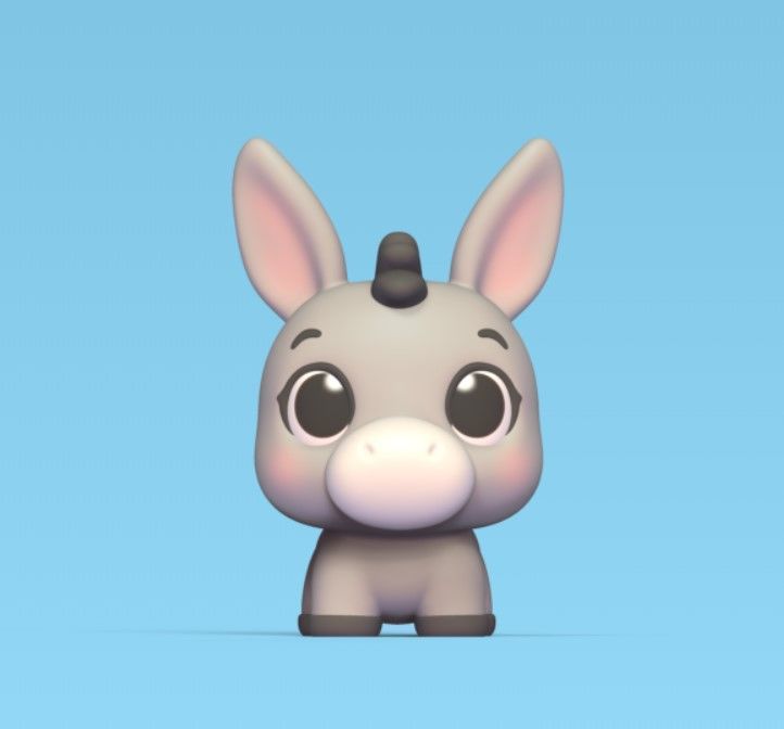 Cute cartoon Donkey 3D print model_2