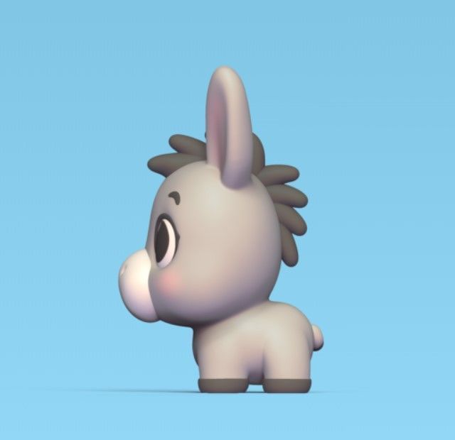 Cute cartoon Donkey 3D print model_4
