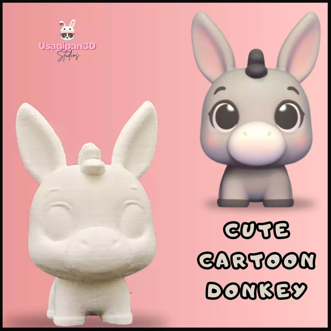 Cute cartoon Donkey 3D print model_0