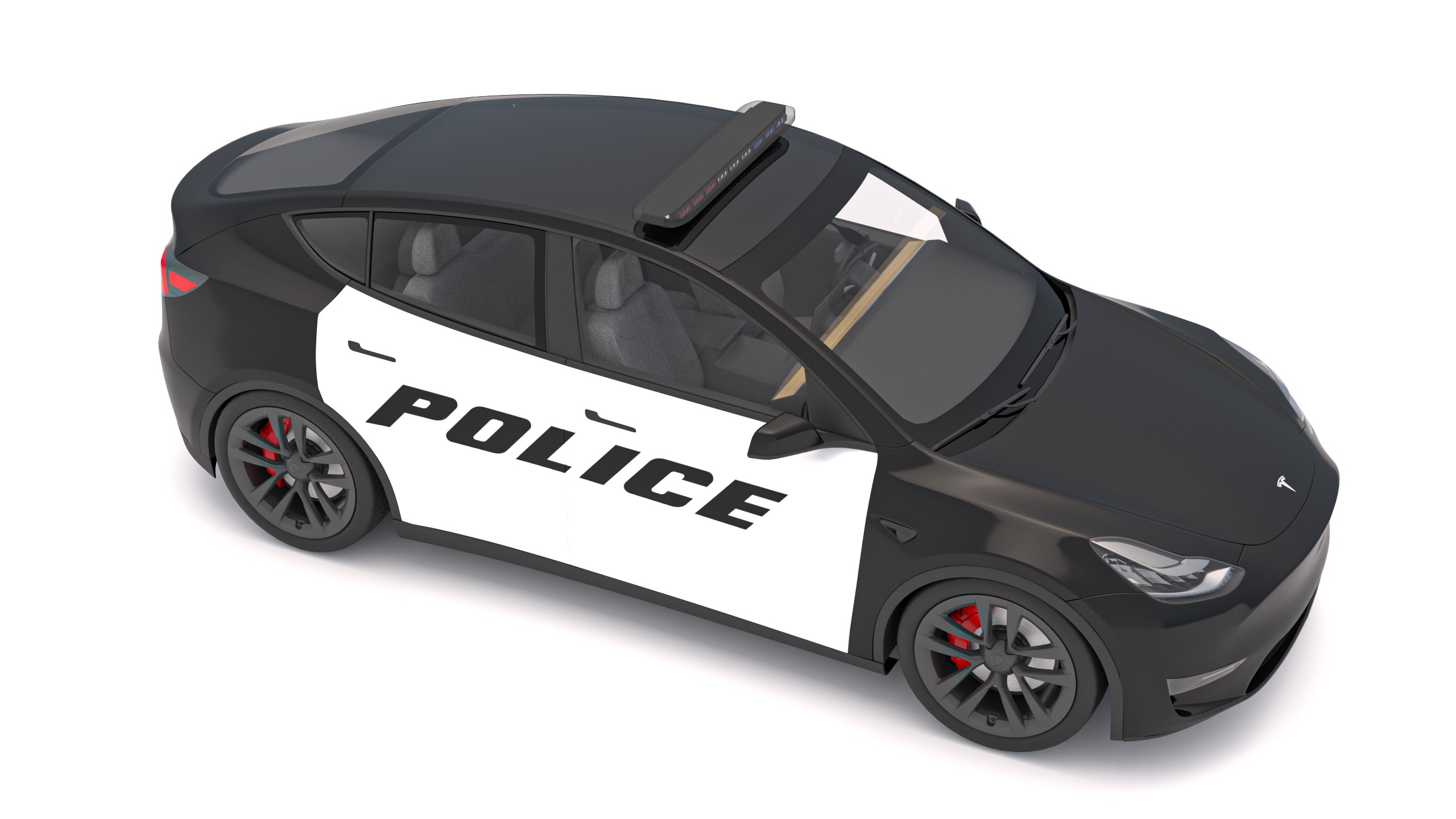 Tesla Police Car Collection 3D model_4