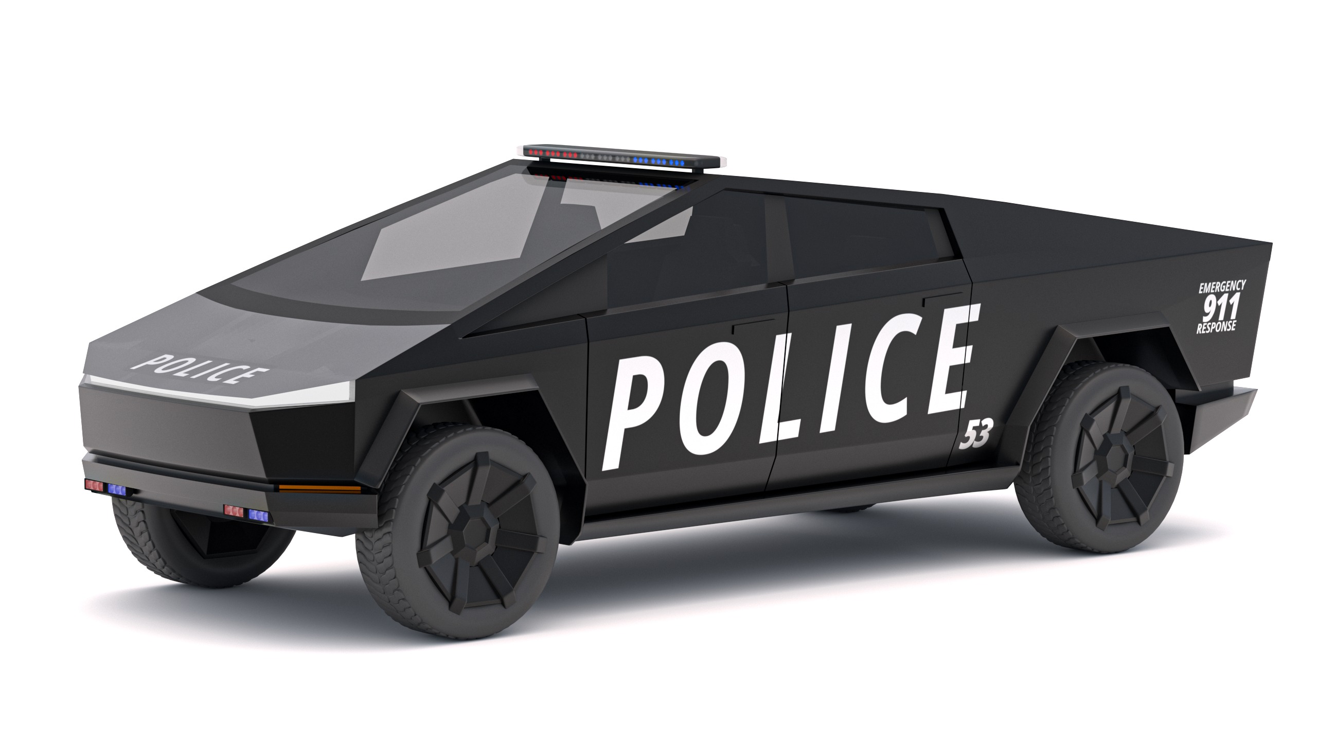 Tesla Police Car Collection 3D model_5