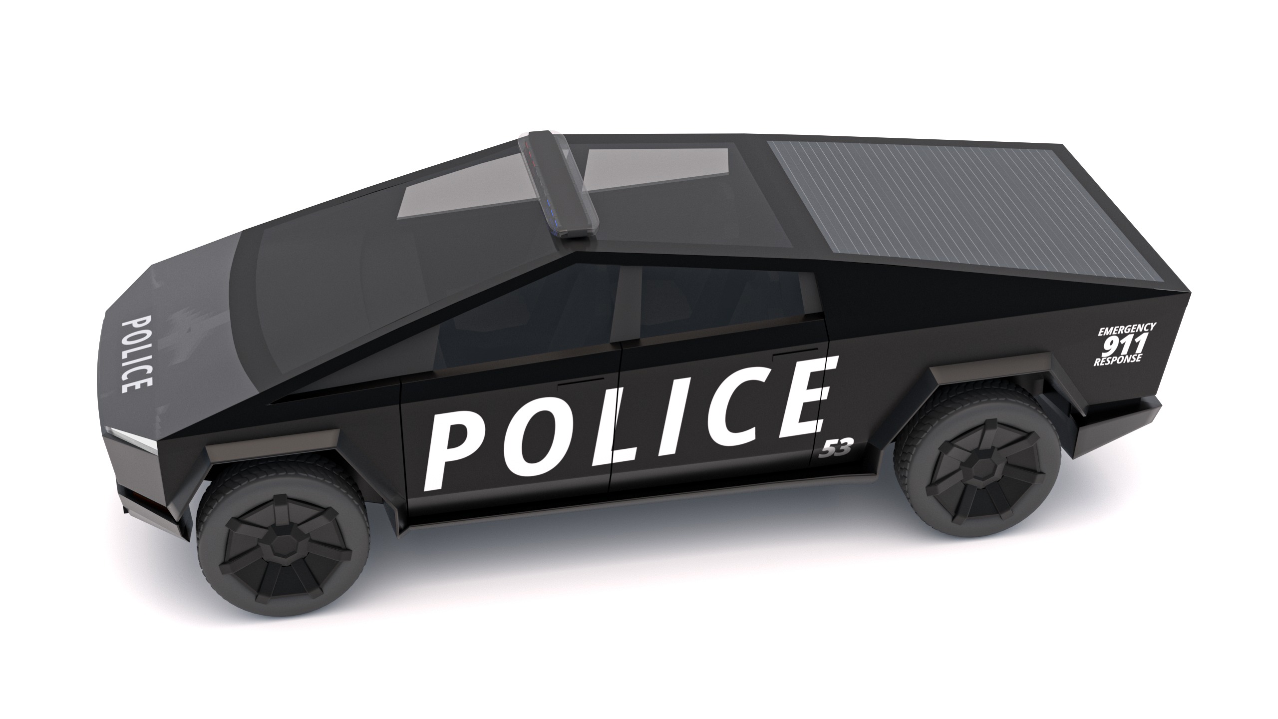 Tesla Police Car Collection 3D model_6