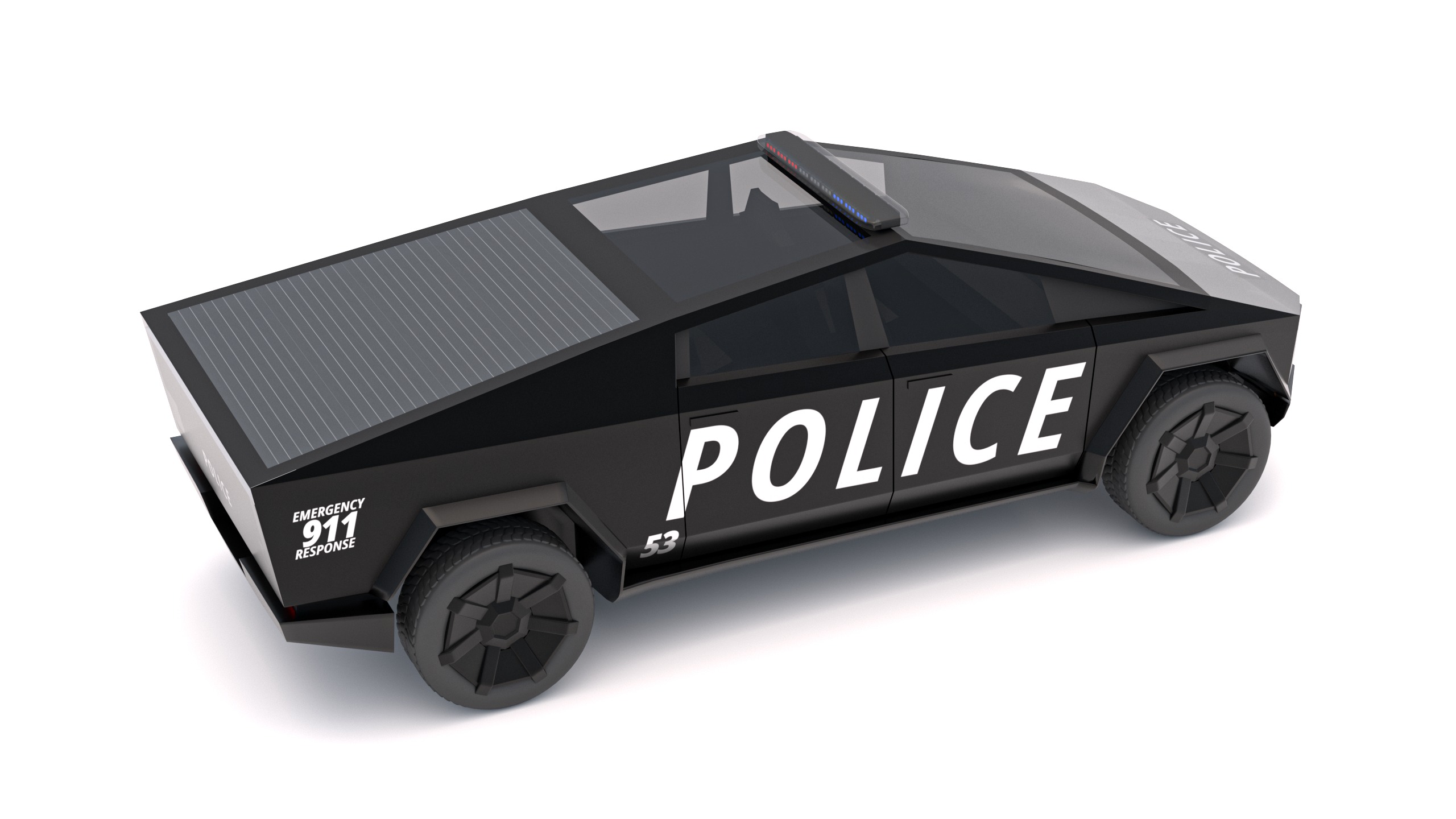 Tesla Police Car Collection 3D model_8
