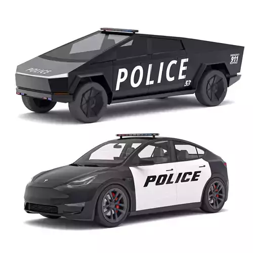 Tesla Police Car Collection 3D model