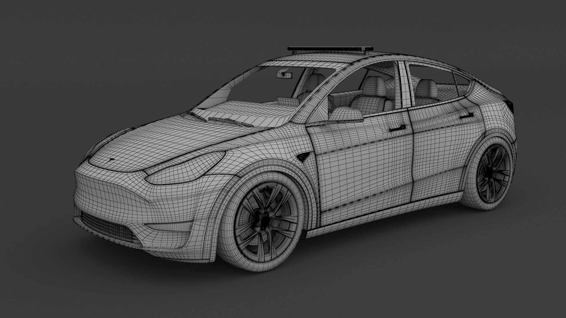 Tesla Police Car Collection 3D model_11