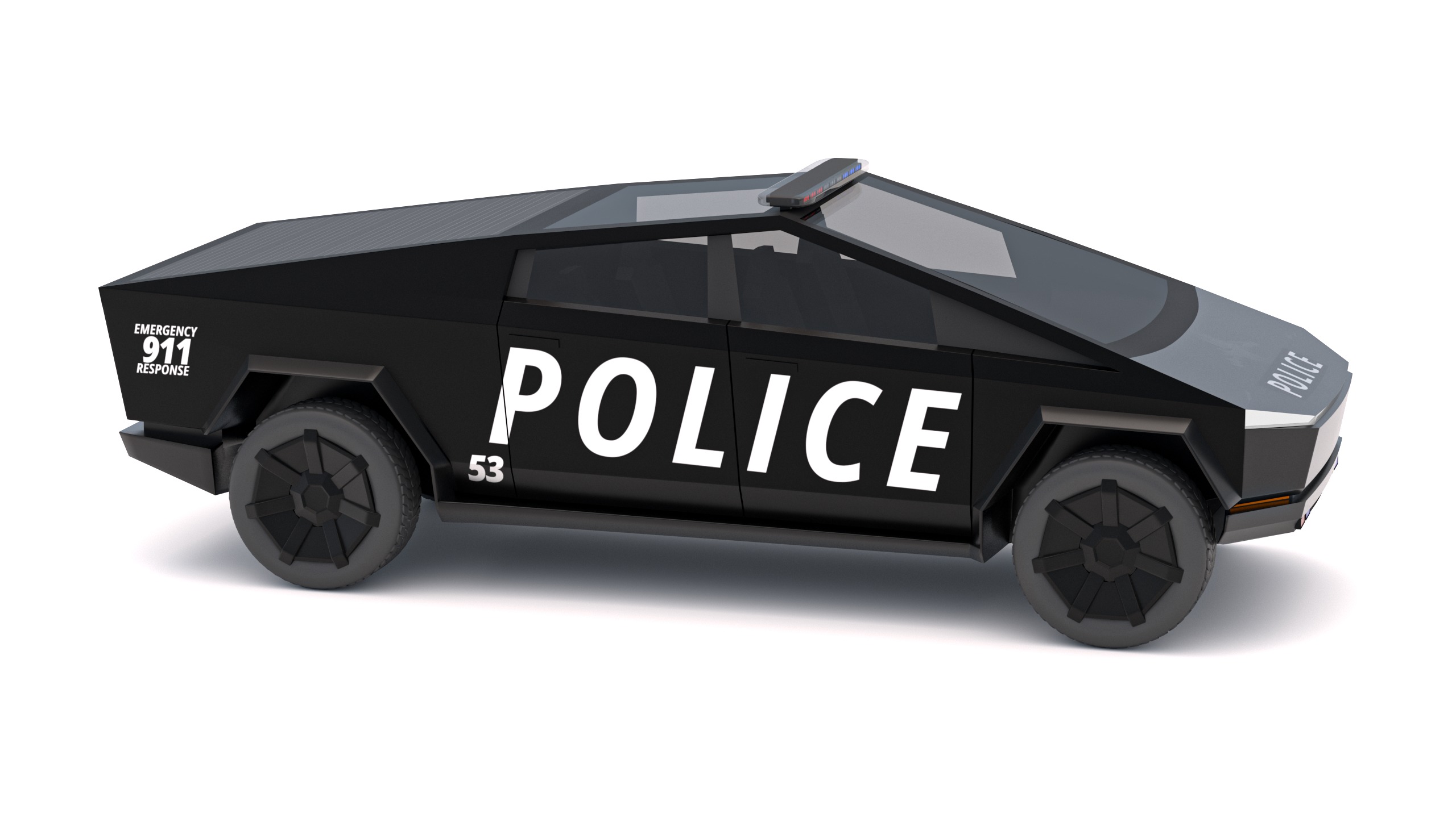 Tesla Police Car Collection 3D model_9