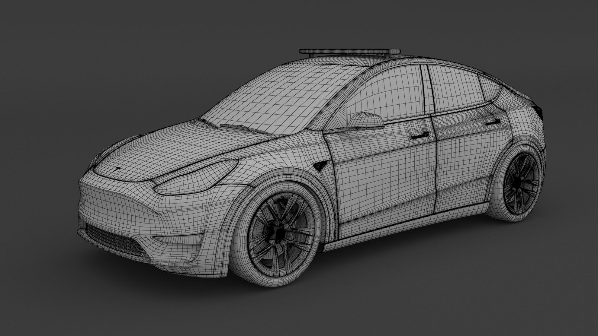 Tesla Police Car Collection 3D model_10