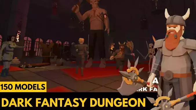 LOW POLY Dark Fantasy Dungeon Pack Low-poly 3D model