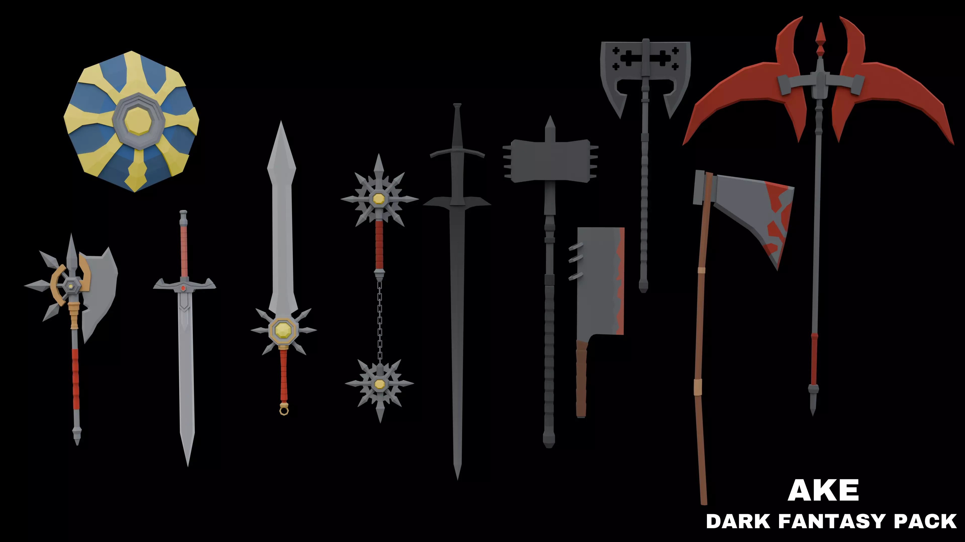 LOW POLY Dark Fantasy Dungeon Pack Low-poly 3D model_9