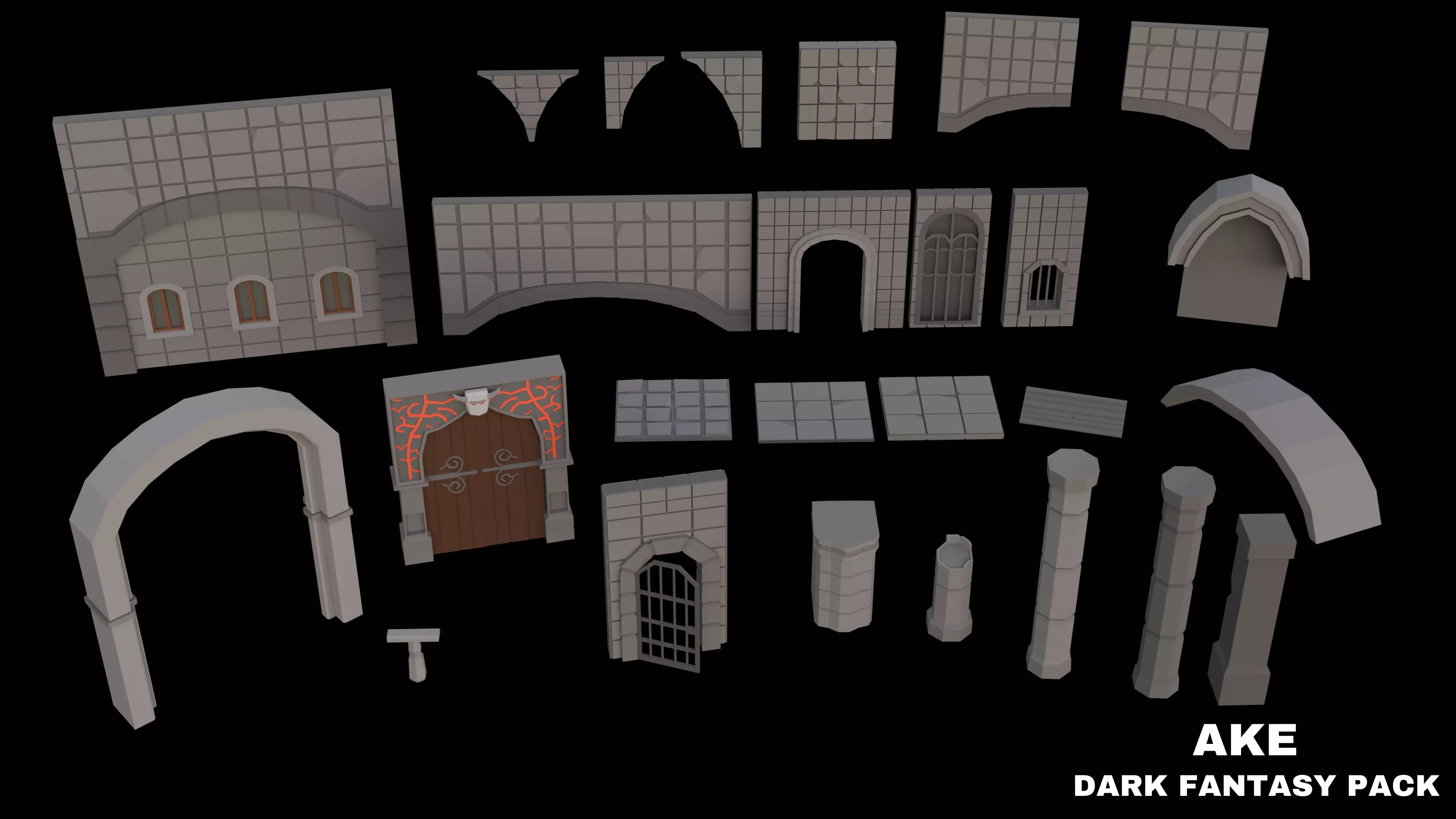 LOW POLY Dark Fantasy Dungeon Pack Low-poly 3D model_11
