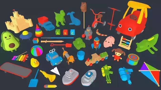Toys - Low Poly Toy Props by Ake Low-poly 3D model