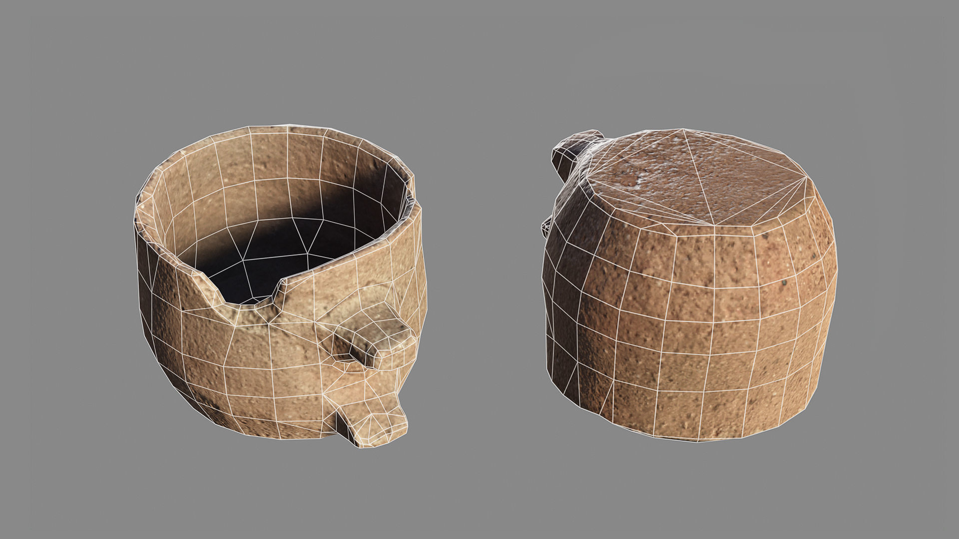 Ancient broken cup Low-poly 3D model_5