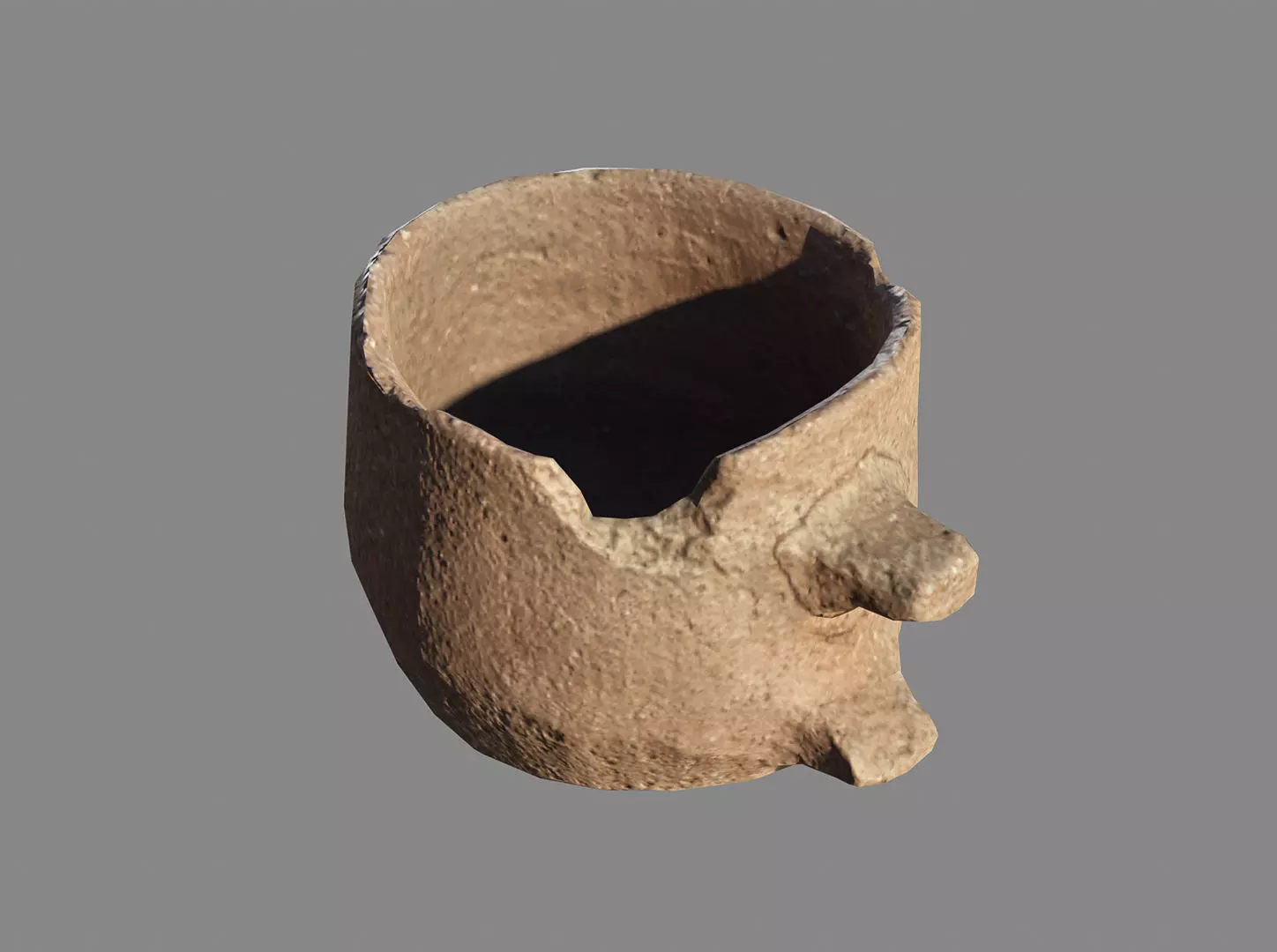 Ancient broken cup Low-poly 3D model_0