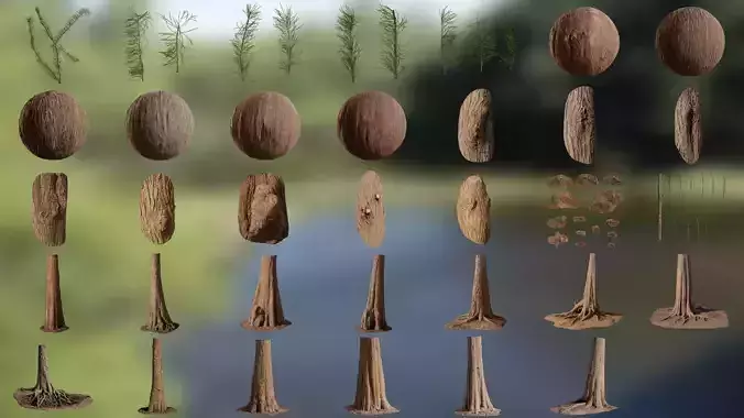 Taxodium ascendens Low-poly 3D model