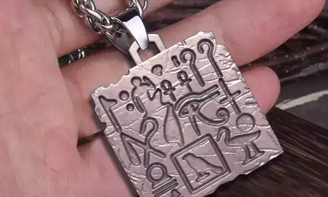 COPY OF OLD EGYPT HIEROGLYPHS CARVED BOARD JEWELRY PENDANT M02 3D print model