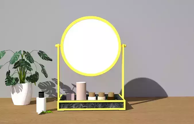 Makeup mirror and dressing table scene model