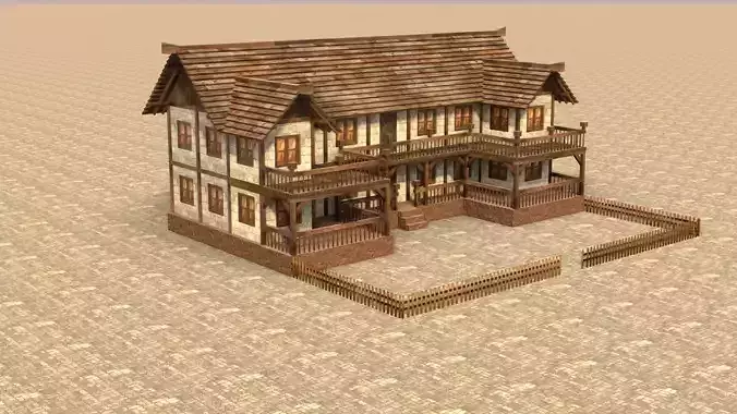 village house medieval time house 3d low poly