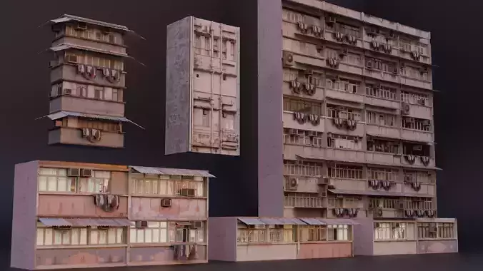 Hong Kong Dystopian Building Facade