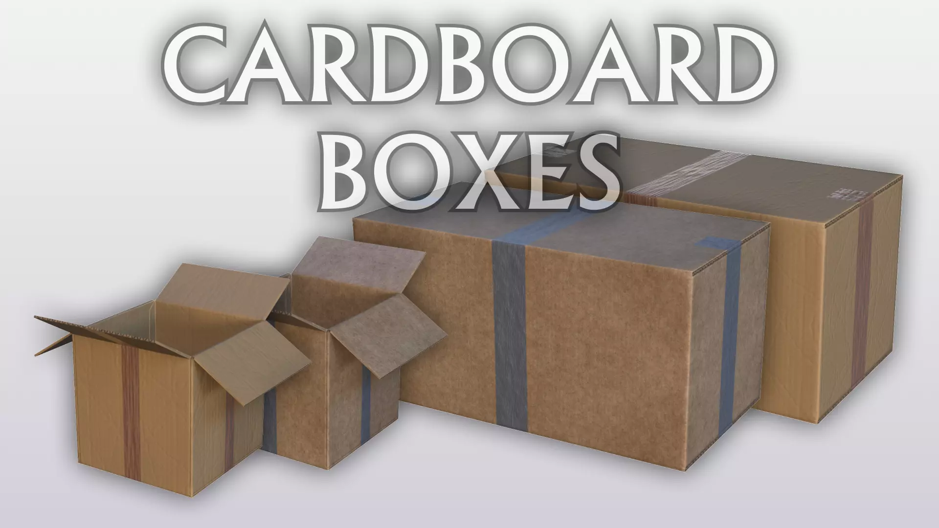 Cardboard Boxes with Tape Free low-poly 3D model