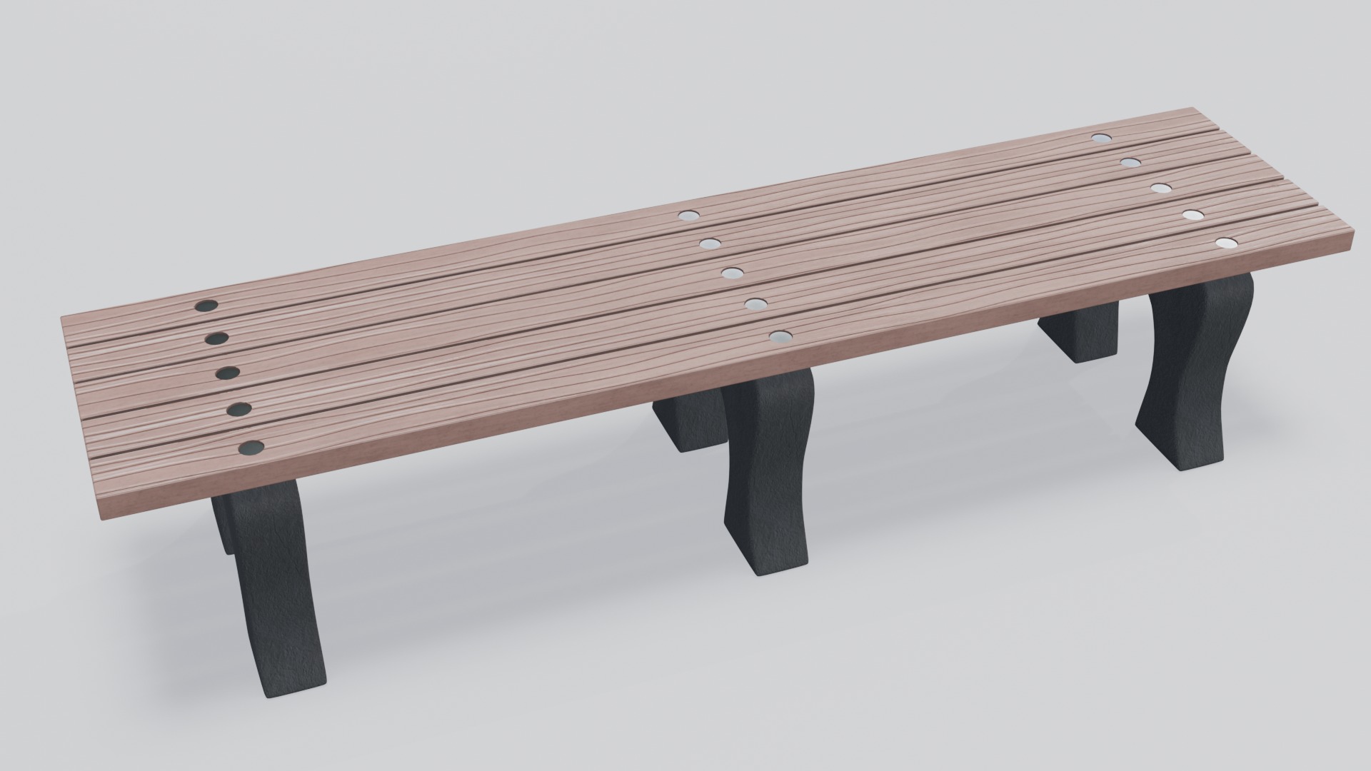 Outdoor Wooden Bench 1 Low-poly 3D model_3