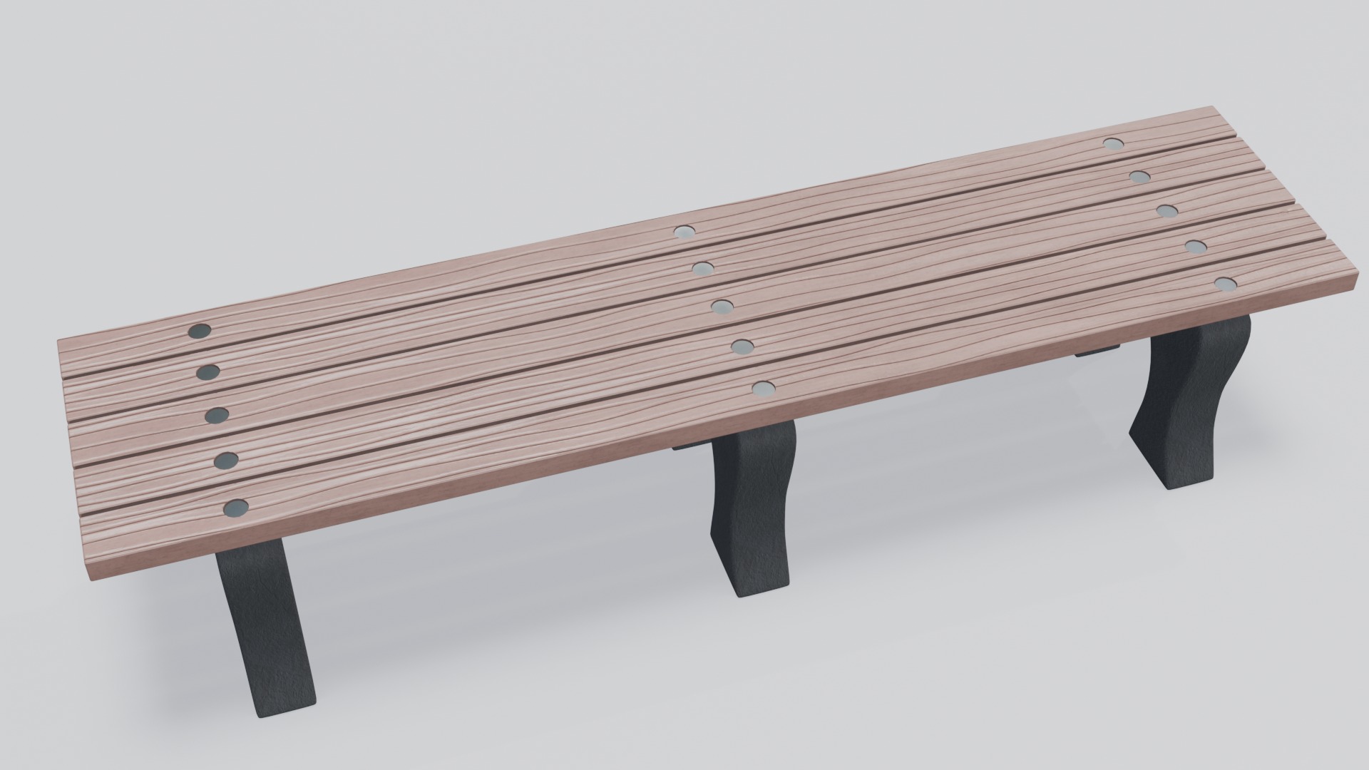 Outdoor Wooden Bench 1 Low-poly 3D model_4